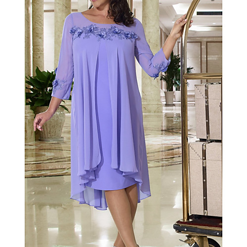 Two Piece A-Line Mother of the Bride Dress Elegant Jewel Neck Knee Length Chiffon 3/4 Length Sleeve with Pleats Appliques 2021
Two Piece A-Line Mother of the Bride Dress Elegant Jewel Neck Knee Length Chiffon 3/4 Length Sleeve with Pleats Appliques 2021