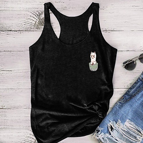 Women's Tank Top Vest T shirt Alpaca Racerback Round Neck Basic Tops Black Gray
Women's Tank Top Vest T shirt Alpaca Racerback Round Neck Basic Tops Black Gray