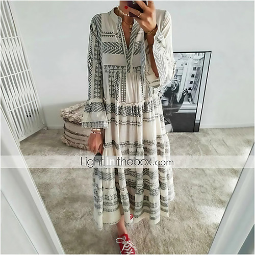 Women's Swing Dress Maxi long Dress Gray Red 3/4 Length Sleeve Geometric Print Summer V Neck Hot Casual Boho Holiday Flare Cuff Sleeve Loose 2021 S M L XL XXL 3XL
Women's Swing Dress Maxi long Dress Gray Red 3/4 Length Sleeve Geometric Print Summer V Neck Hot Casual Boho Holiday Flare Cuff Sleeve Loose 2021 S M L XL XXL 3XL