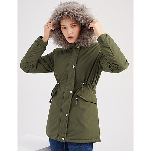 Women's Coat Daily Fall & Winter Regular Coat Loose Basic Jacket Long Sleeve Solid Colored Fur Trim Army Green Black 
Women's Coat Daily Fall & Winter Regular Coat Loose Basic Jacket Long Sleeve Solid Colored Fur Trim Army Green Black