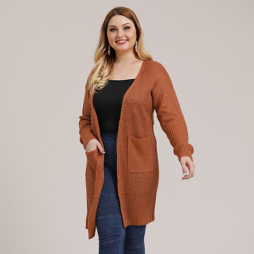 Women's Basic Knitted Solid Colored Plain Cardigan Acrylic Fibers Long Sleeve Plus Size Oversized Sweater Cardigans V Neck Fall Winter White Black Blue
Women's Basic Knitted Solid Colored Plain Cardigan Acrylic Fibers Long Sleeve Plus Size Oversized Sweater Cardigans V Neck Fall Winter White Black Blue