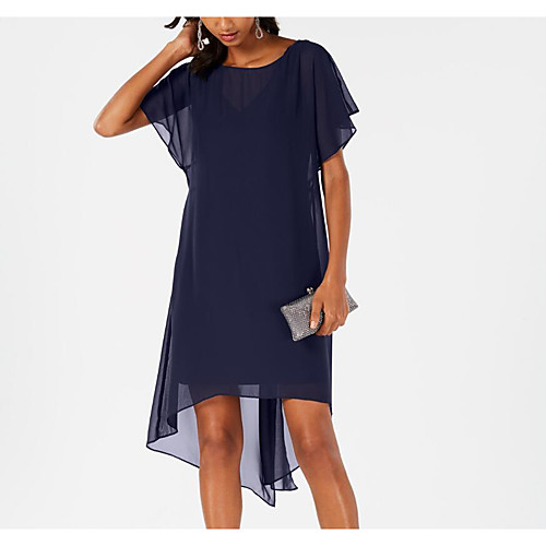 Sheath / Column Mother of the Bride Dress Plus Size Jewel Neck Knee Length Chiffon Short Sleeve with Tier 2021
Sheath / Column Mother of the Bride Dress Plus Size Jewel Neck Knee Length Chiffon Short Sleeve with Tier 2021