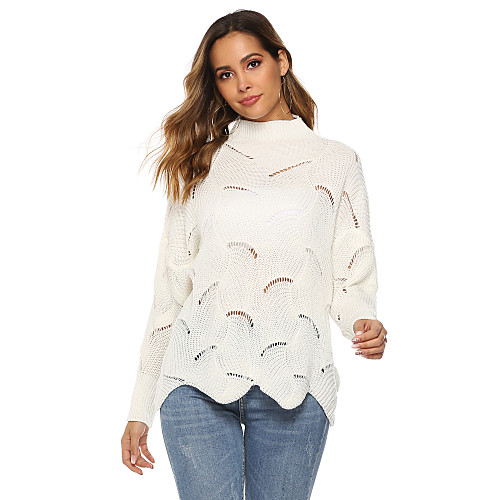 Women's Basic Hollow Out Solid Colored Plain Pullover Acrylic Fibers Long Sleeve Oversized Sweater Cardigans Stand Collar Fall Winter White Black Wine
Women's Basic Hollow Out Solid Colored Plain Pullover Acrylic Fibers Long Sleeve Oversized Sweater Cardigans Stand Collar Fall Winter White Black Wine