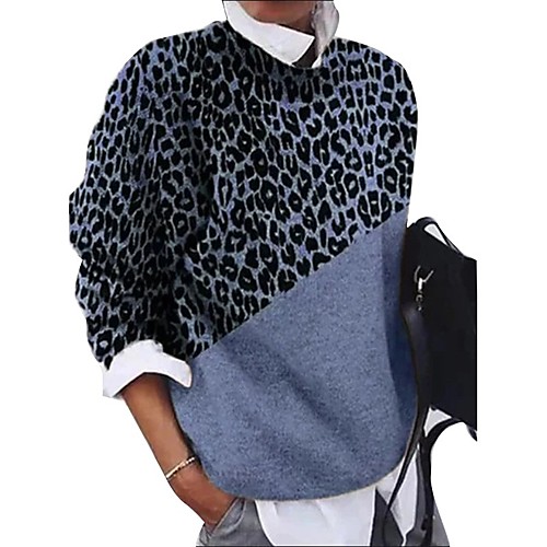 Women's Basic Knitted Leopard Pullover Long Sleeve Sweater Cardigans Crew Neck Fall Winter Blue Khaki Green
Women's Basic Knitted Leopard Pullover Long Sleeve Sweater Cardigans Crew Neck Fall Winter Blue Khaki Green