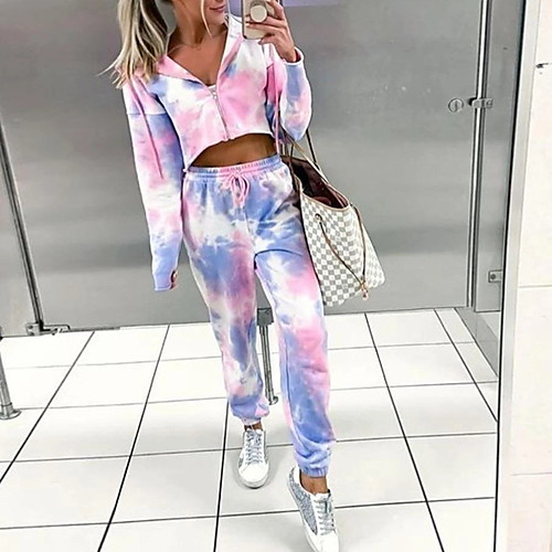 Women's 2 Piece Set Tie Dye Drawstring Hoodie Tie Dye Cute Sport Athleisure Clothing Suit Long Sleeve Warm Soft Comfortable Everyday Use Causal Exercising General Use / Winter
Women's 2 Piece Set Tie Dye Drawstring Hoodie Tie Dye Cute Sport Athleisure Clothing Suit Long Sleeve Warm Soft Comfortable Everyday Use Causal Exercising General Use / Winter