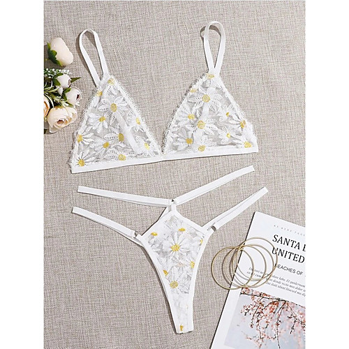 Women's Mesh Lace Erotic Suits Nightwear Jacquard Embroidered White S M L / Strap / Deep V / Strap
Women's Mesh Lace Erotic Suits Nightwear Jacquard Embroidered White S M L / Strap / Deep V / Strap