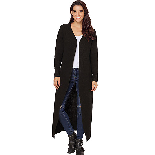 Women's Knitted Solid Colored Cardigan Long Sleeve Loose Sweater Cardigans V Neck Fall Winter Black Yellow Khaki
Women's Knitted Solid Colored Cardigan Long Sleeve Loose Sweater Cardigans V Neck Fall Winter Black Yellow Khaki