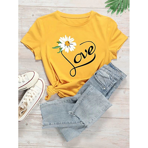 Women's Shirt Graphic Heart Text Print Round Neck Basic Tops 100% Cotton Yellow Green Light gray
Women's Shirt Graphic Heart Text Print Round Neck Basic Tops 100% Cotton Yellow Green Light gray