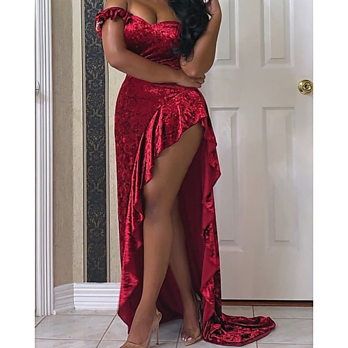 A-Line Minimalist Sexy Wedding Guest Formal Evening Dress V Neck Sleeveless Sweep / Brush Train Velvet with Ruffles Split 2021
A-Line Minimalist Sexy Wedding Guest Formal Evening Dress V Neck Sleeveless Sweep / Brush Train Velvet with Ruffles Split 2021