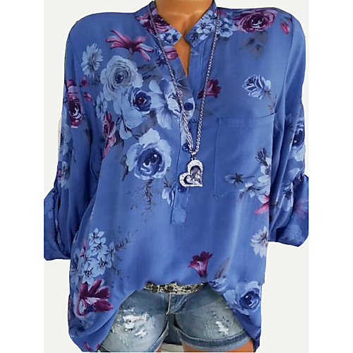 Women's Blouse Shirt Floral Flower Long Sleeve Floral Pocket Button Round Neck Basic Tops White Blue Red
Women's Blouse Shirt Floral Flower Long Sleeve Floral Pocket Button Round Neck Basic Tops White Blue Red