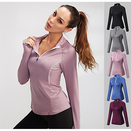 YUERLIAN Women's Long Sleeve Running Shirt Quarter Zip Tee Tshirt Athletic Quick Dry Breathable Soft Fitness Gym Workout Running Jogging Sportswear Solid Color Black Burgundy Blue Pink Gray Activewear
YUERLIAN Women's Long Sleeve Running Shirt Quarter Zip Tee Tshirt Athletic Quick Dry Breathable Soft Fitness Gym Workout Running Jogging Sportswear Solid Color Black Burgundy Blue Pink Gray Activewear