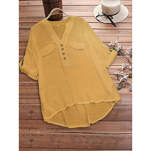 Women's Blouse Shirt Solid Colored Button V Neck Basic Tops White Black Yellow
Women's Blouse Shirt Solid Colored Button V Neck Basic Tops White Black Yellow