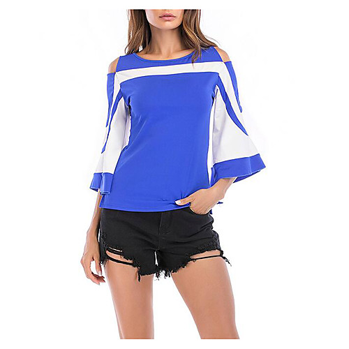 Women's Blouse Shirt Color Block Patchwork Round Neck Basic Tops Black Blue Red
Women's Blouse Shirt Color Block Patchwork Round Neck Basic Tops Black Blue Red