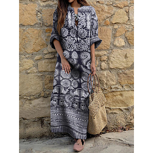 Women's Shift Dress Midi Dress Navy Blue Long Sleeve Geometric Print Summer V Neck Boho Holiday Loose 2021 M L XL XXL 3XL 4XL 5XL / Cotton / Cotton
Women's Shift Dress Midi Dress Navy Blue Long Sleeve Geometric Print Summer V Neck Boho Holiday Loose 2021 M L XL XXL 3XL 4XL 5XL / Cotton / Cotton