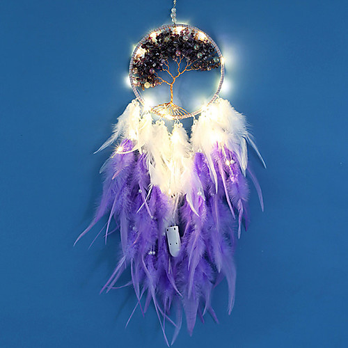 Dreamcatcher LED Feather Night Light Handmade Purple Feather Wind Chime for Bedroom Wall Decoration Valentine's Day Christmas Gift
Dreamcatcher LED Feather Night Light Handmade Purple Feather Wind Chime for Bedroom Wall Decoration Valentine's Day Christmas Gift