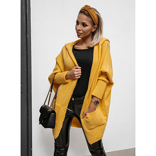Women's Basic Knitted Hooded Solid Color Plain Cardigan Acrylic Fibers Long Sleeve Sweater Cardigans Hooded Fall Winter White Red Yellow
Women's Basic Knitted Hooded Solid Color Plain Cardigan Acrylic Fibers Long Sleeve Sweater Cardigans Hooded Fall Winter White Red Yellow