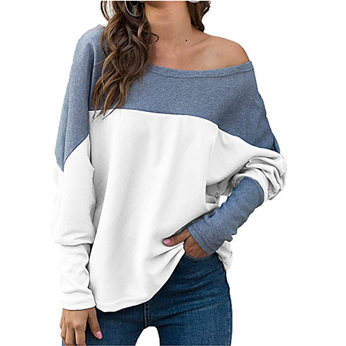 Women's Sweatshirt Pullover White Blue Oversized Patchwork One Shoulder Color Block Sport Athleisure Sweatshirt Top Long Sleeve Warm Soft Comfortable Everyday Use Causal Exercising General Use
Women's Sweatshirt Pullover White Blue Oversized Patchwork One Shoulder Color Block Sport Athleisure Sweatshirt Top Long Sleeve Warm Soft Comfortable Everyday Use Causal Exercising General Use