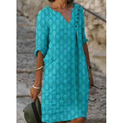 Women's Shift Dress Knee Length Dress Blue Half Sleeve Solid Color Print Fall Summer V Neck Casual Loose 2021 M L XL XXL 3XL
Women's Shift Dress Knee Length Dress Blue Half Sleeve Solid Color Print Fall Summer V Neck Casual Loose 2021 M L XL XXL 3XL