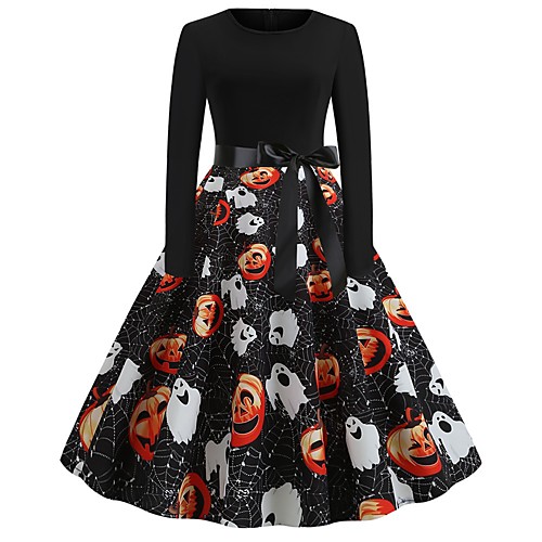 Women's Halloween A Line Dress Knee Length Dress White Black Yellow Orange Long Sleeve Pumpkin Print Bow Print Fall Round Neck Hot Vintage 2021 S M L XL XXL
Women's Halloween A Line Dress Knee Length Dress White Black Yellow Orange Long Sleeve Pumpkin Print Bow Print Fall Round Neck Hot Vintage 2021 S M L XL XXL