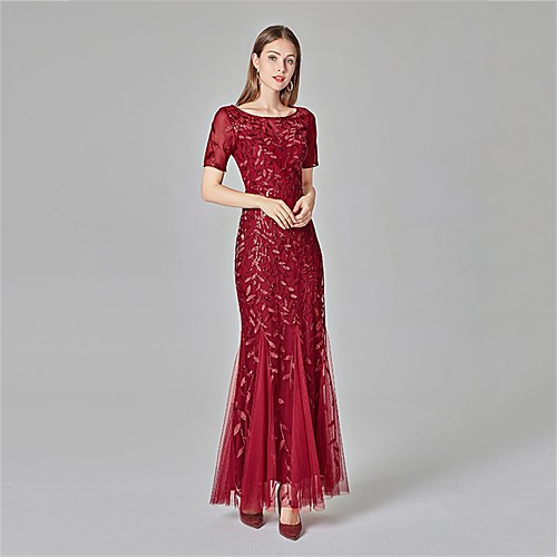 Mermaid / Trumpet Empire Elegant Prom Formal Evening Valentine's Day Dress Jewel Neck Short Sleeve Floor Length Tulle with Embroidery 2021 / Illusion Sleeve
Mermaid / Trumpet Empire Elegant Prom Formal Evening Valentine's Day Dress Jewel Neck Short Sleeve Floor Length Tulle with Embroidery 2021 / Illusion Sleeve