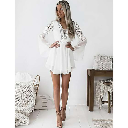 Women's A Line Dress Short Mini Dress White Black Long Sleeve Solid Color Mesh Lace Patchwork Summer V Neck Hot Elegant Holiday Slim 2021 S M L XL XXL
Women's A Line Dress Short Mini Dress White Black Long Sleeve Solid Color Mesh Lace Patchwork Summer V Neck Hot Elegant Holiday Slim 2021 S M L XL XXL