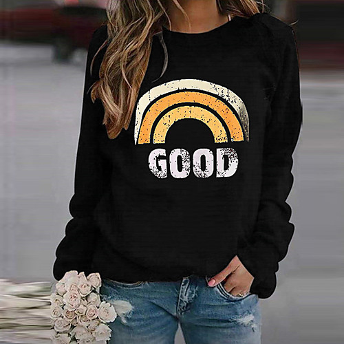 Women's Pullover Sweatshirt Rainbow Daily Going out Other Prints Basic Casual Hoodies Sweatshirts Blue Gray Black
Women's Pullover Sweatshirt Rainbow Daily Going out Other Prints Basic Casual Hoodies Sweatshirts Blue Gray Black