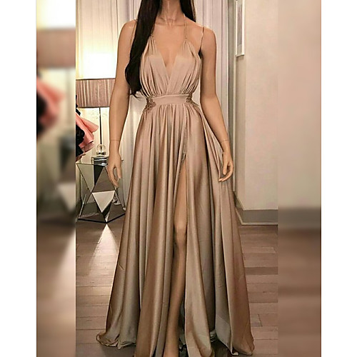 A-Line Minimalist Sexy Wedding Guest Formal Evening Dress V Neck Sleeveless Floor Length Stretch Satin with Pleats Split 2021
A-Line Minimalist Sexy Wedding Guest Formal Evening Dress V Neck Sleeveless Floor Length Stretch Satin with Pleats Split 2021