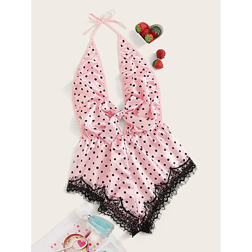 Women's Lace Bow Print Super Sexy Bodysuits Nightwear Polka Dot Blushing Pink One-Size / Halter Neck / Deep V
Women's Lace Bow Print Super Sexy Bodysuits Nightwear Polka Dot Blushing Pink One-Size / Halter Neck / Deep V