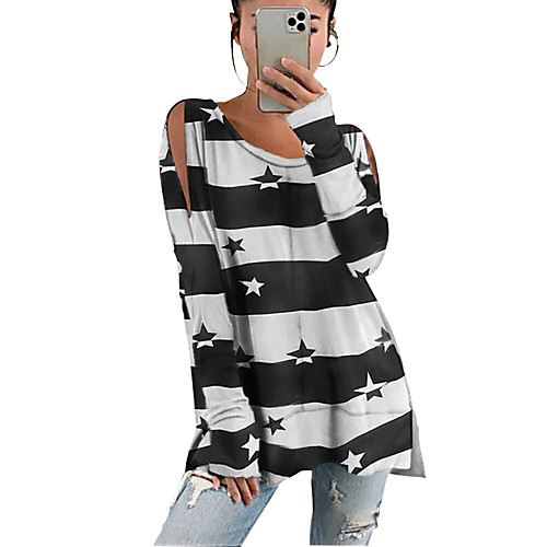 Women's Tunic Star Long Sleeve Cut Out Print Round Neck Basic Tops Black Purple Red
Women's Tunic Star Long Sleeve Cut Out Print Round Neck Basic Tops Black Purple Red