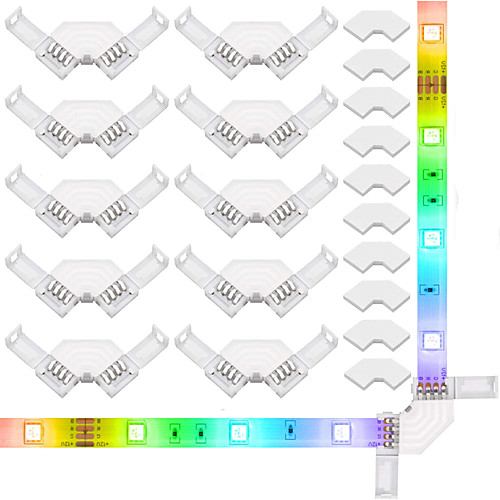 4PCS 10PCS L Shape 4Pin LED Strip Connector with Double-sided Tape NEW Design 90 Degree Right Angle Corner Connectors for 10mm Wide Flexible RGB LED Strip Lights DC5-24V
4PCS 10PCS L Shape 4Pin LED Strip Connector with Double-sided Tape NEW Design 90 Degree Right Angle Corner Connectors for 10mm Wide Flexible RGB LED Strip Lights DC5-24V