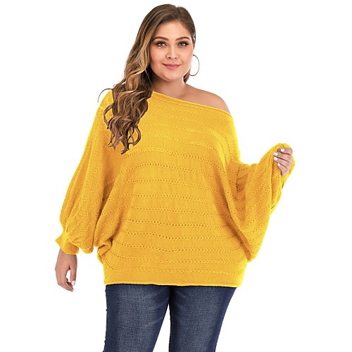 Women's Basic Hollow Out Knitted Solid Color Plain Pullover Acrylic Fibers Long Sleeve Plus Size Sweater Cardigans Off Shoulder Fall White Black Red
Women's Basic Hollow Out Knitted Solid Color Plain Pullover Acrylic Fibers Long Sleeve Plus Size Sweater Cardigans Off Shoulder Fall White Black Red