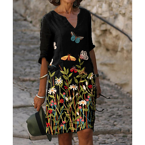 Women's Shift Dress Knee Length Dress Black Half Sleeve Floral Animal Clothing Print Summer V Neck Hot Casual vacation dresses Loose 2021 M L XL XXL 3XL
Women's Shift Dress Knee Length Dress Black Half Sleeve Floral Animal Clothing Print Summer V Neck Hot Casual vacation dresses Loose 2021 M L XL XXL 3XL