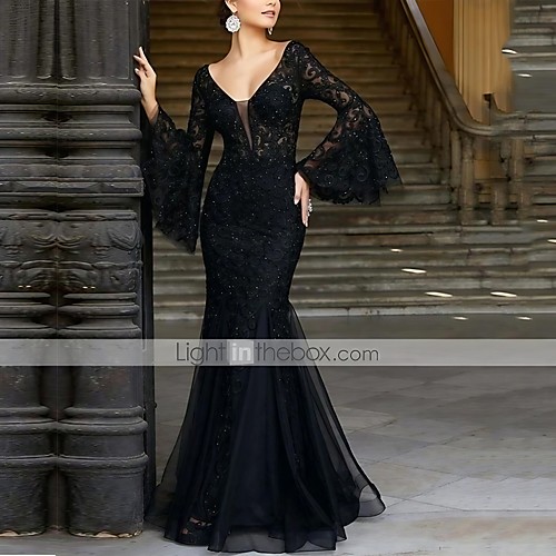Women's Trumpet / Mermaid Dress Maxi long Dress Black Long Sleeve Solid Color Embroidered Lace Summer V Neck Sexy Party Going out Slim 2021 S M L XL
Women's Trumpet / Mermaid Dress Maxi long Dress Black Long Sleeve Solid Color Embroidered Lace Summer V Neck Sexy Party Going out Slim 2021 S M L XL