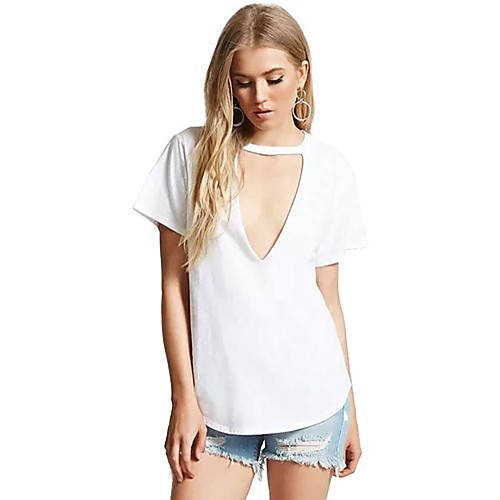 Women's T shirt Solid Colored Patchwork V Neck Tops Basic Basic Top White Blushing Pink
Women's T shirt Solid Colored Patchwork V Neck Tops Basic Basic Top White Blushing Pink