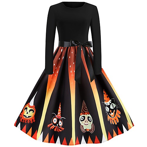 Women's Halloween A Line Dress Knee Length Dress Orange Red Long Sleeve Cat Pumpkin Print Print Fall Round Neck Hot Vintage Slim 2021 S M L XL XXL
Women's Halloween A Line Dress Knee Length Dress Orange Red Long Sleeve Cat Pumpkin Print Print Fall Round Neck Hot Vintage Slim 2021 S M L XL XXL