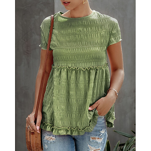 Women's Blouse Shirt Solid Colored Flowing tunic Round Neck Basic Tops Blushing Pink Green Beige
Women's Blouse Shirt Solid Colored Flowing tunic Round Neck Basic Tops Blushing Pink Green Beige
