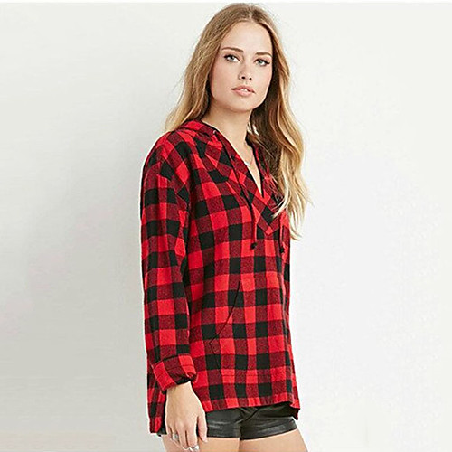 Women's Blouse Shirt Houndstooth Long Sleeve Patchwork Standing Collar Basic Tops Red
Women's Blouse Shirt Houndstooth Long Sleeve Patchwork Standing Collar Basic Tops Red