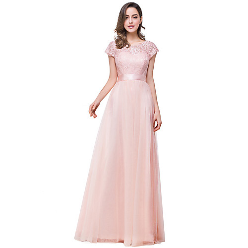 A-Line Minimalist Elegant Engagement Formal Evening Dress Boat Neck Short Sleeve Floor Length Chiffon Lace with Bow(s) Pleats 2021
A-Line Minimalist Elegant Engagement Formal Evening Dress Boat Neck Short Sleeve Floor Length Chiffon Lace with Bow(s) Pleats 2021