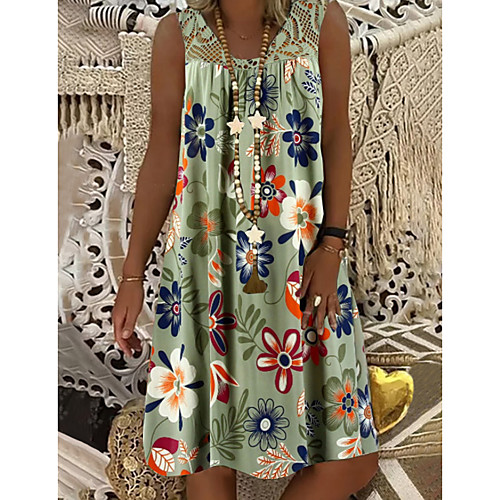 Women's Shift Dress Knee Length Dress Army Green Fuchsia White Black Navy Blue Sleeveless Floral Print Summer Round Neck Hot Mumu Beach vacation dresses Loose 2021 M L XL XXL 3XL 4XL 5XL / Plus Size
Women's Shift Dress Knee Length Dress Army Green Fuchsia White Black Navy Blue Sleeveless Floral Print Summer Round Neck Hot Mumu Beach vacation dresses Loose 2021 M L XL XXL 3XL 4XL 5XL / Plus Size