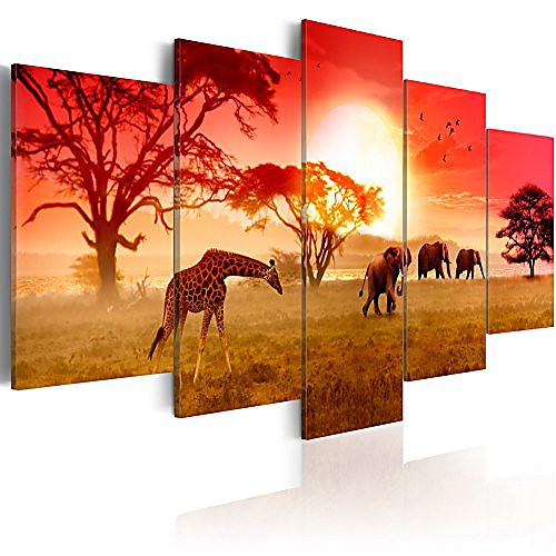 5 Panel Wall Art Canvas Prints Painting Artwork Picture Elephant Giraffe Animal Tree Home Decoration Décor Stretched Frame / Rolled
5 Panel Wall Art Canvas Prints Painting Artwork Picture Elephant Giraffe Animal Tree Home Decoration Décor Stretched Frame / Rolled