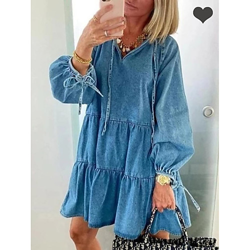 Women's A Line Dress Short Mini Dress Light Blue Long Sleeve Solid Color Ruffle Patchwork Fall Spring V Neck Casual Slim 2021 S M L XL XXL
Women's A Line Dress Short Mini Dress Light Blue Long Sleeve Solid Color Ruffle Patchwork Fall Spring V Neck Casual Slim 2021 S M L XL XXL