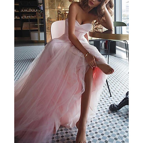 A-Line Minimalist Sexy Engagement Formal Evening Dress Sweetheart Neckline Sleeveless Court Train Tulle with Pleats 2021
A-Line Minimalist Sexy Engagement Formal Evening Dress Sweetheart Neckline Sleeveless Court Train Tulle with Pleats 2021
