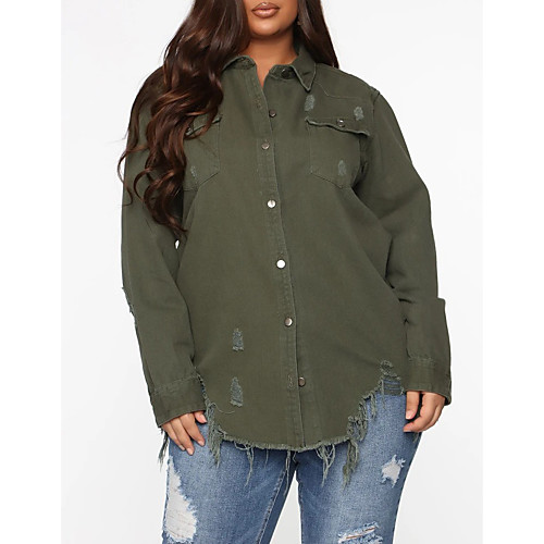 Women's Blouse Denim Shirt Shirt Solid Colored Long Sleeve Tassel Cut Out Shirt Collar Tassel Elegant Military Tops 100% Cotton Army Green
Women's Blouse Denim Shirt Shirt Solid Colored Long Sleeve Tassel Cut Out Shirt Collar Tassel Elegant Military Tops 100% Cotton Army Green