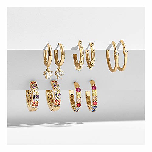 5 paris cubic zirconia hoop earrings tiny small hoop earrings set gold plated rainbow crystal huggie dangle earrings for women girls (colorful set)
5 paris cubic zirconia hoop earrings tiny small hoop earrings set gold plated rainbow crystal huggie dangle earrings for women girls (colorful set)