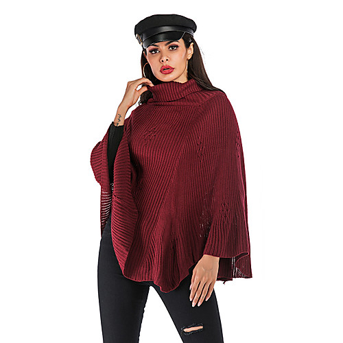 Women's Basic Knitted Solid Color Plain Cloak / Capes Half Sleeve Sweater Cardigans Turtleneck Fall Winter Wine
Women's Basic Knitted Solid Color Plain Cloak / Capes Half Sleeve Sweater Cardigans Turtleneck Fall Winter Wine