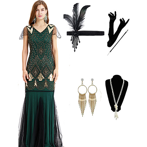 The Great Gatsby 1920s Vintage Vacation Dress Flapper Dress Outfits Masquerade Prom Dress Women's Costume Black / Red / Green Vintage Cosplay Party Prom / Gloves / Headwear / Necklace / Earrings
The Great Gatsby 1920s Vintage Vacation Dress Flapper Dress Outfits Masquerade Prom Dress Women's Costume Black / Red / Green Vintage Cosplay Party Prom / Gloves / Headwear / Necklace / Earrings