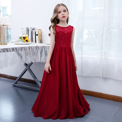 A-Line Floor Length Junior Bridesmaid Dress Party Chiffon Sleeveless Jewel Neck with Pleats
A-Line Floor Length Junior Bridesmaid Dress Party Chiffon Sleeveless Jewel Neck with Pleats