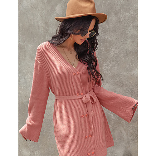 Women's Sweater Jumper Dress Knee Length Dress Yellow Blushing Pink Black Long Sleeve Solid Color Button Fall Spring V Neck Hot Casual 2021 S M L XL
Women's Sweater Jumper Dress Knee Length Dress Yellow Blushing Pink Black Long Sleeve Solid Color Button Fall Spring V Neck Hot Casual 2021 S M L XL