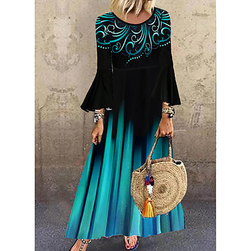 Women's Shift Dress Maxi long Dress Blue Long Sleeve Polka Dot Geometric Layered Print Fall Spring Round Neck Hot Vintage vacation dresses Flare Cuff Sleeve Loose 2021 M L XL XXL 3XL
Women's Shift Dress Maxi long Dress Blue Long Sleeve Polka Dot Geometric Layered Print Fall Spring Round Neck Hot Vintage vacation dresses Flare Cuff Sleeve Loose 2021 M L XL XXL 3XL
