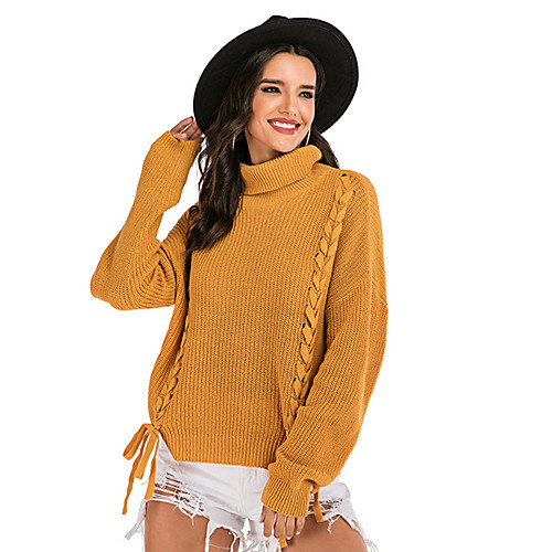 Women's Basic Knitted Solid Color Plain Pullover Long Sleeve Sweater Cardigans Turtleneck Fall Winter Yellow
Women's Basic Knitted Solid Color Plain Pullover Long Sleeve Sweater Cardigans Turtleneck Fall Winter Yellow